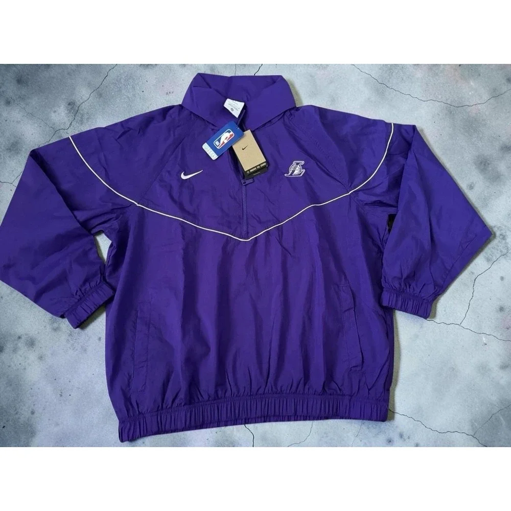 Nike LA Lakers NBA DriFIT Purple Windbreaker Jacket Men Sz Medium Anorak 1/4 Zip